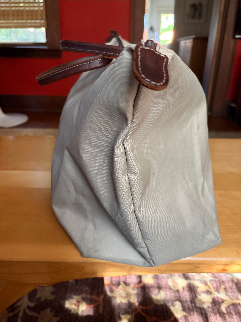 El Portezuelo Canvas Tote with Brown Leather Trim - Longchamp Style - Picture 9 of 15